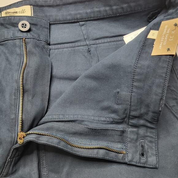 Madewell Darted Barrel Pants Classic Navy Blue Cotton Blend Twill Button Zip 33 - Picture 7 of 12